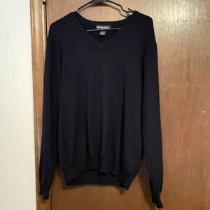 Brooks Brothers Merino Wool V Neck Sweater Navy Men's XL